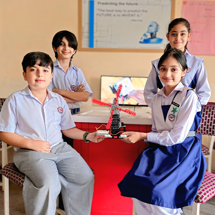 Modernage students science project windmill model classroom